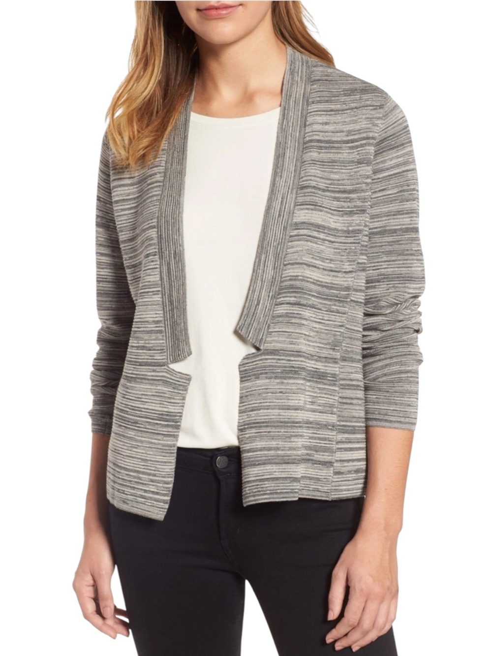Eileen Fisher Tencel Organic Cotton Maple Oat Notch Cardigan size M